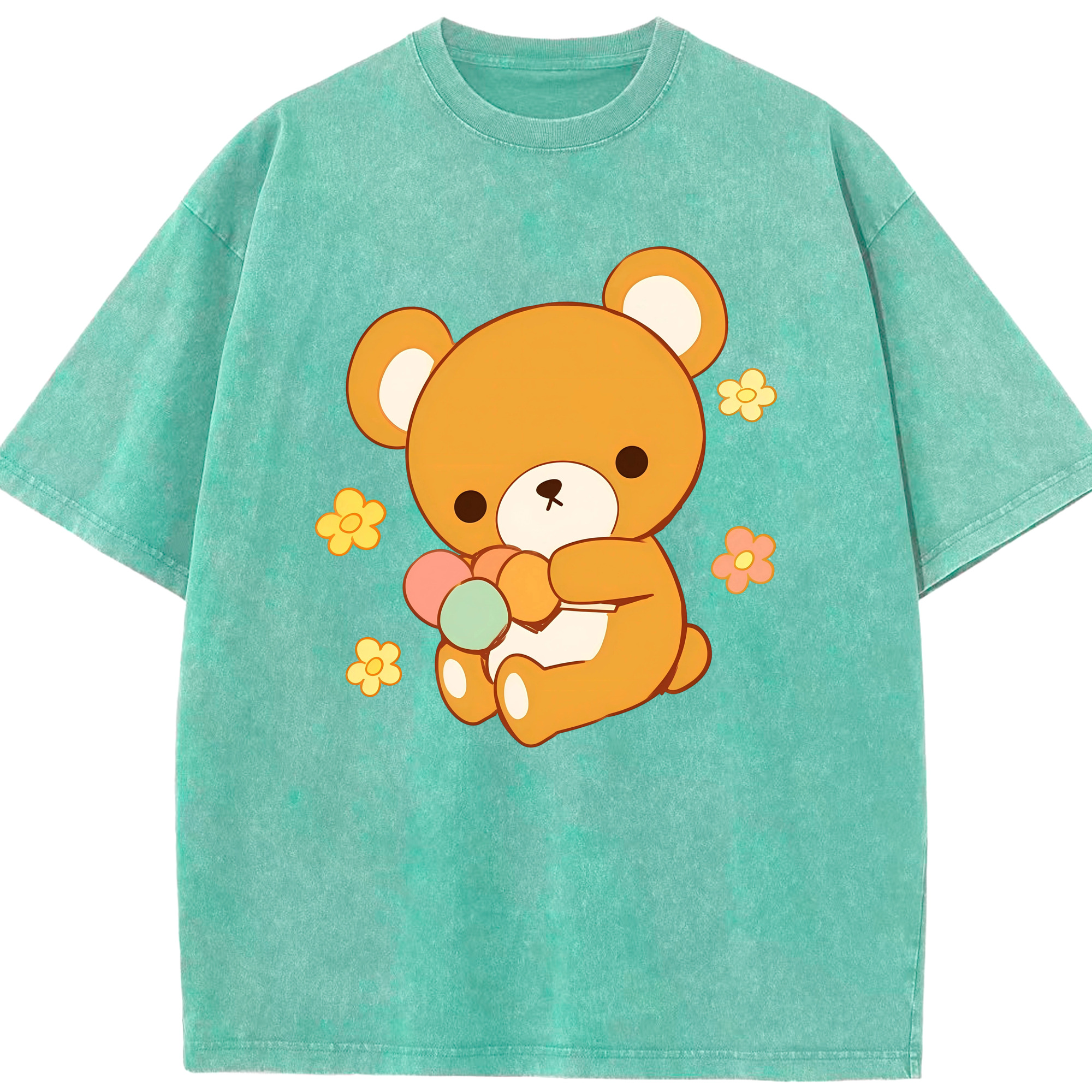 （画像用） リラックマ リラックマ キイロイトリ Rilakkuma Korilakkuma Kiiroitori 綿100% ヴィンテージ風 半袖Tシャツ（フロントプリント）